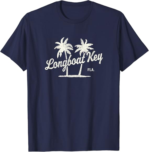 Longboat Key Florida Vintage 70s Palm Trees Graphic TShirt